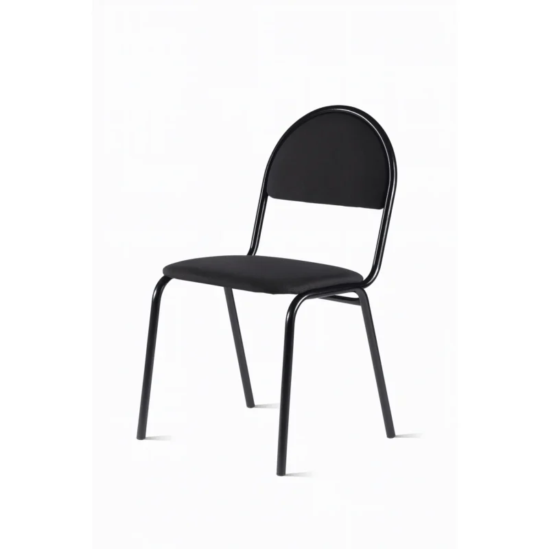 Мягкий офисный стул на металлическом каркасе Эконом цвет текстиль черный