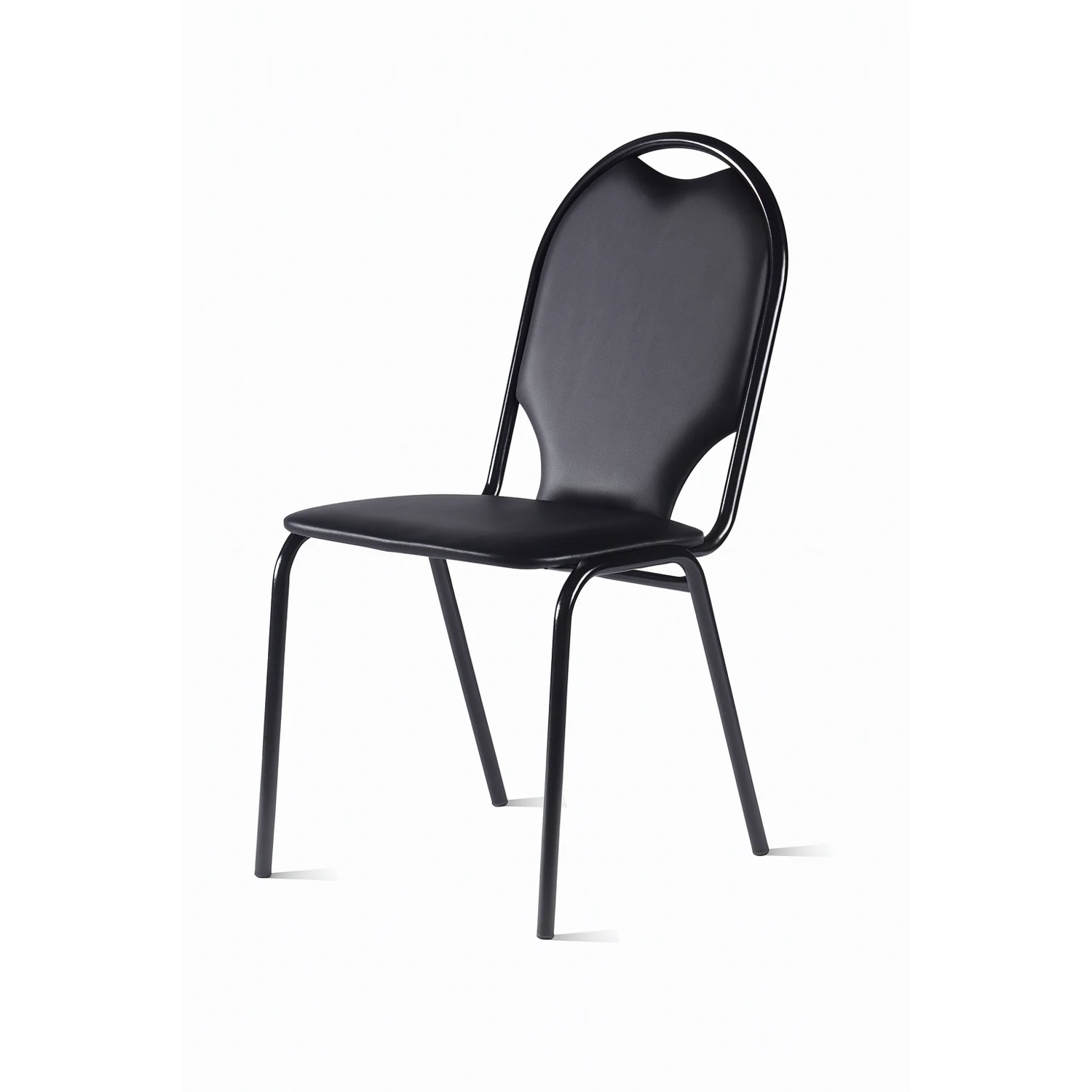 Стул офисный мягкий на металлическом каркасе Стандарт кожзам черный Мягкий офисный стул на металлическом каркасе Стандарт цвет кожзам черный