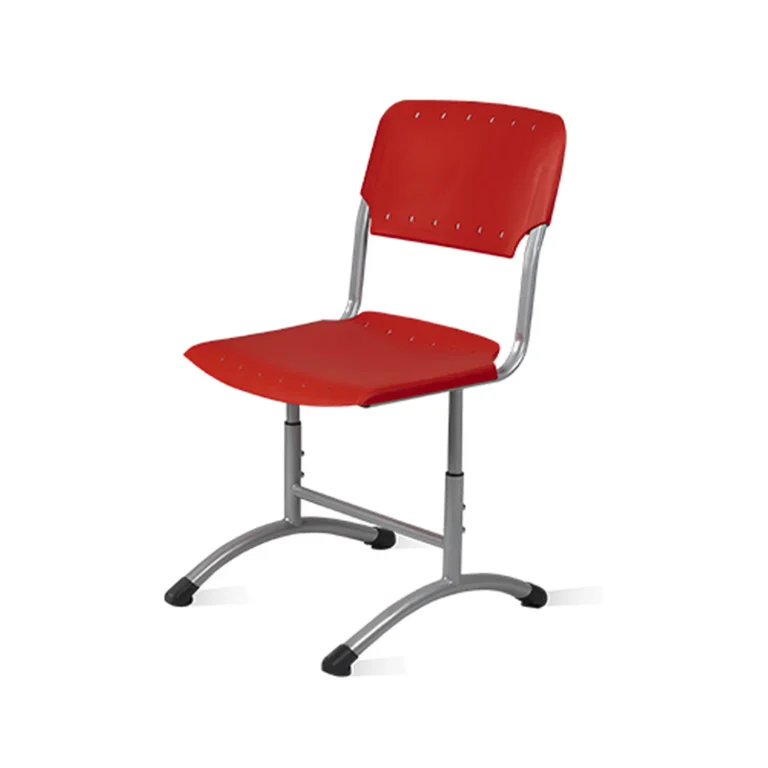 Пластиковый ученический регулируемый стул на круглой трубе цвет красный