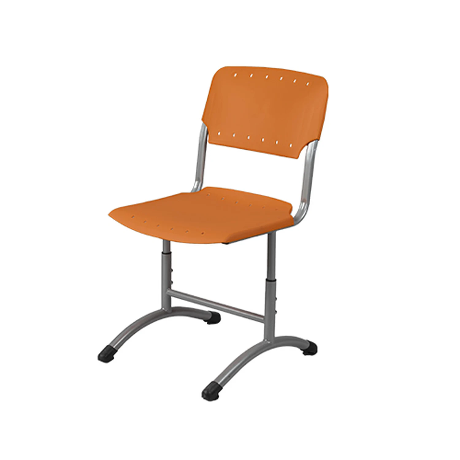 Стул ученический регулируемый пластиковый на круглой трубе оранжевый Пластиковый ученический регулируемый стул на круглой трубе цвет оранжевый