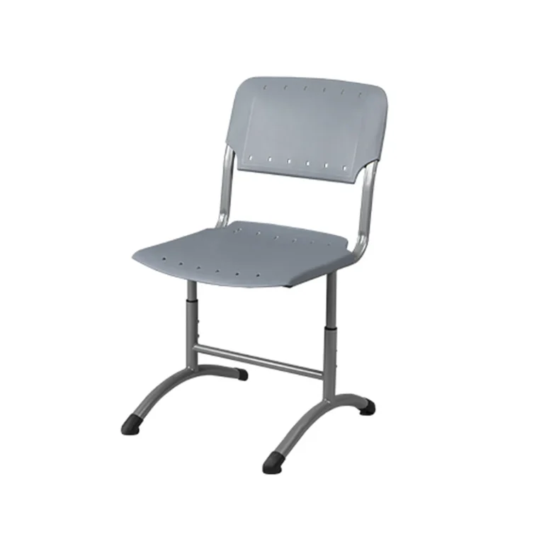 Пластиковый ученический регулируемый стул на круглой трубе цвет серый Арвис