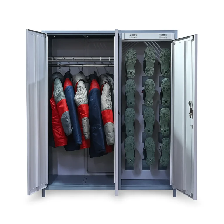 Металлический шкаф для сушки одежды и обуви RANGER-5 с экипировкой внутри
