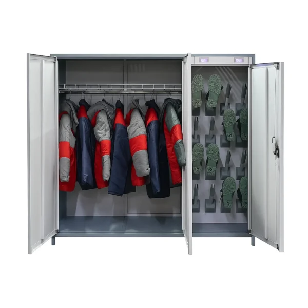 Сушильный шкаф для одежды и обуви RANGER-8 с рабочей экипировкой внутри