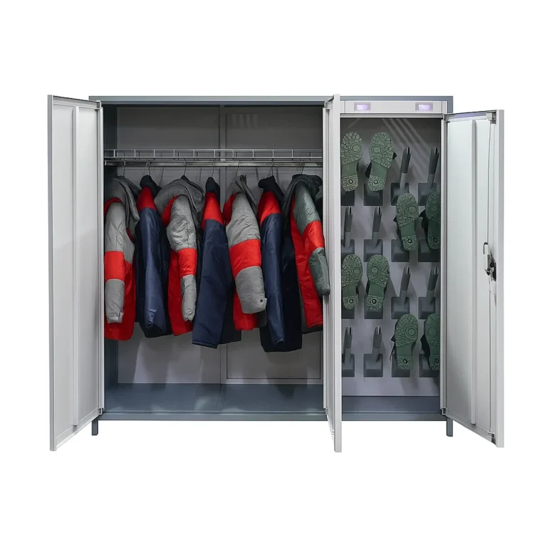 Сушильный шкаф для одежды и обуви RANGER-8 с рабочей экипировкой внутри