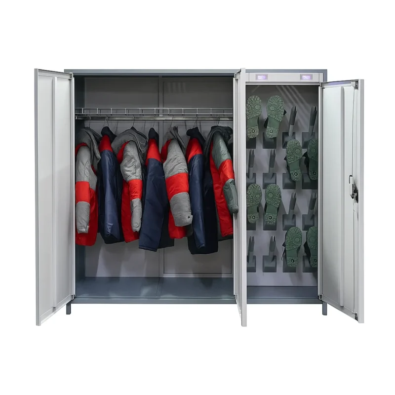 Сушильный шкаф для одежды и обуви RANGER-8 с рабочей экипировкой внутри