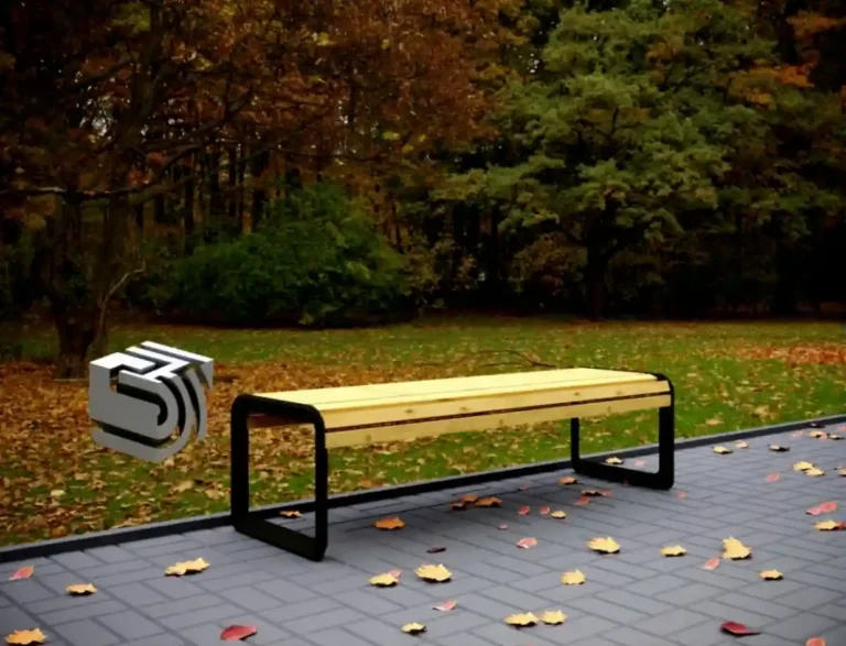 Уличная скамейка Хай-Тек без спинки — установленная в парке