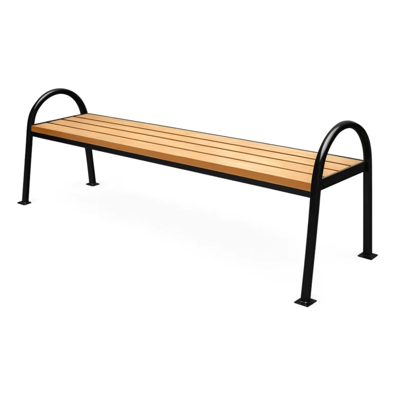 Скамейка садовая Полянка — модель без спинки, брус палисандр, стальной каркас