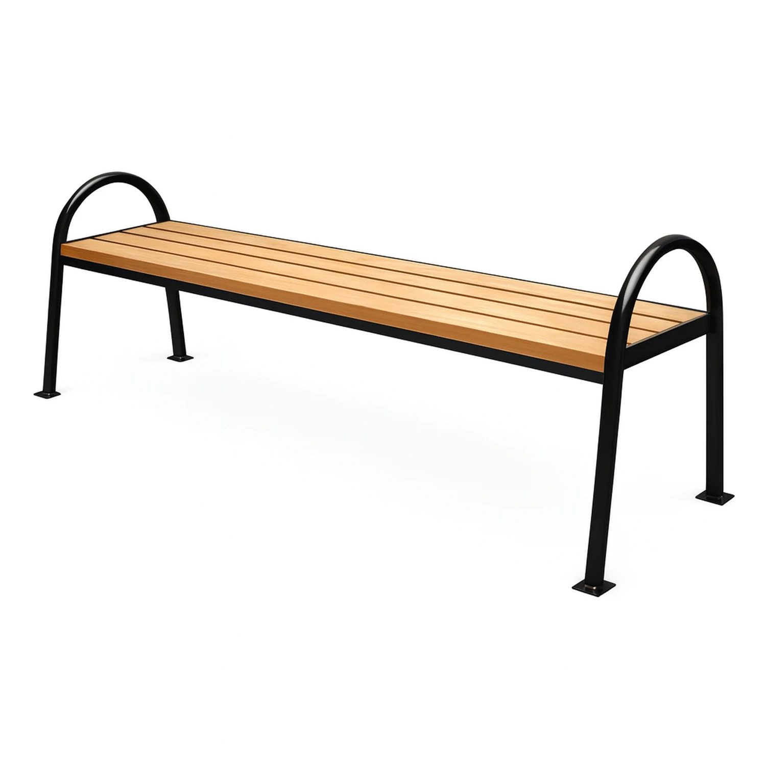 Скамейка Полянка 1.5 м — садовая лавочка с деревянным сиденьем Скамейка садовая Полянка — модель без спинки, брус палисандр, стальной каркас