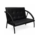 двухместный офисный диван на металлокаркасе черный