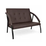 двухместный диван для офиса коричневый экокожа