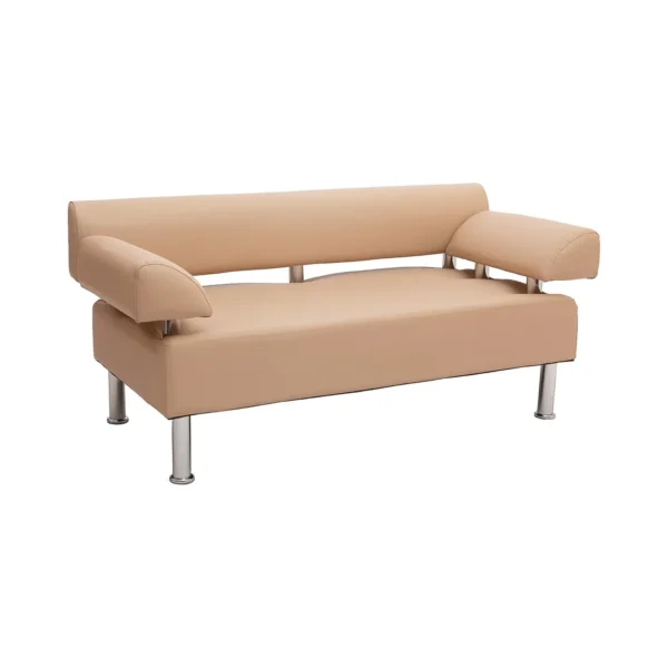 двухместный офисный диван из экокожи с подлокотниками